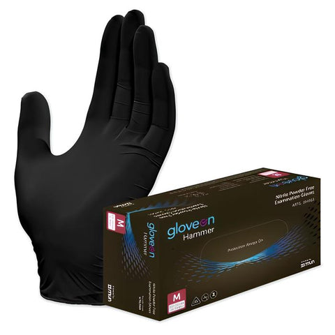 Black Nitrile Gloves - Powder Free(Medium)