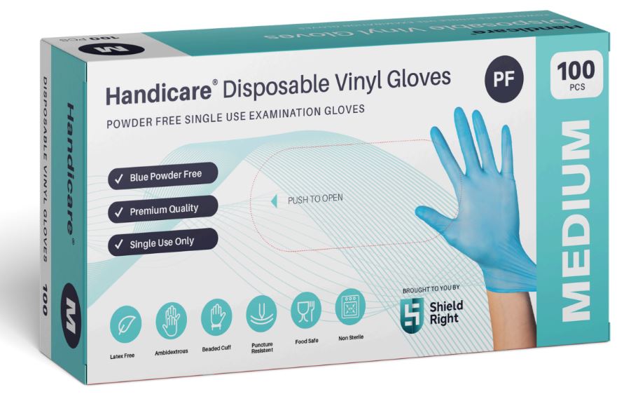 Handicare Blue Vinyl Powder Free Gloves (Carton of 10 Boxes)