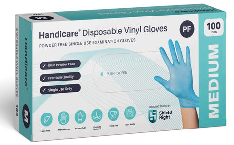 Handicare Blue Vinyl Powder Free Gloves (Carton of 10 Boxes)