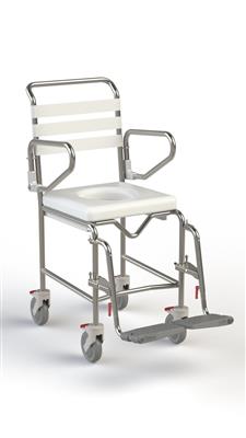 Transit Mobile Shower Commode With Swing away Footrests (445MM)