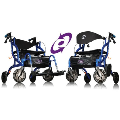 Airgo Fusion Side-Folding Rollator and Transport Chair - Pacific Blue
