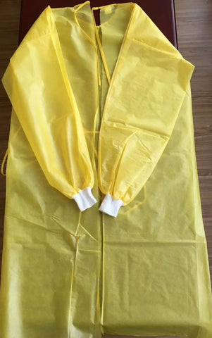 Surgican Disposable Non-Sterile Yellow Pp+Pe Isolation Gown 40 Gsm  (10's Pkt )