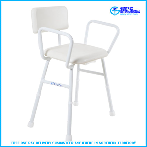 Shower Stool With Padded Seat Arms And Back