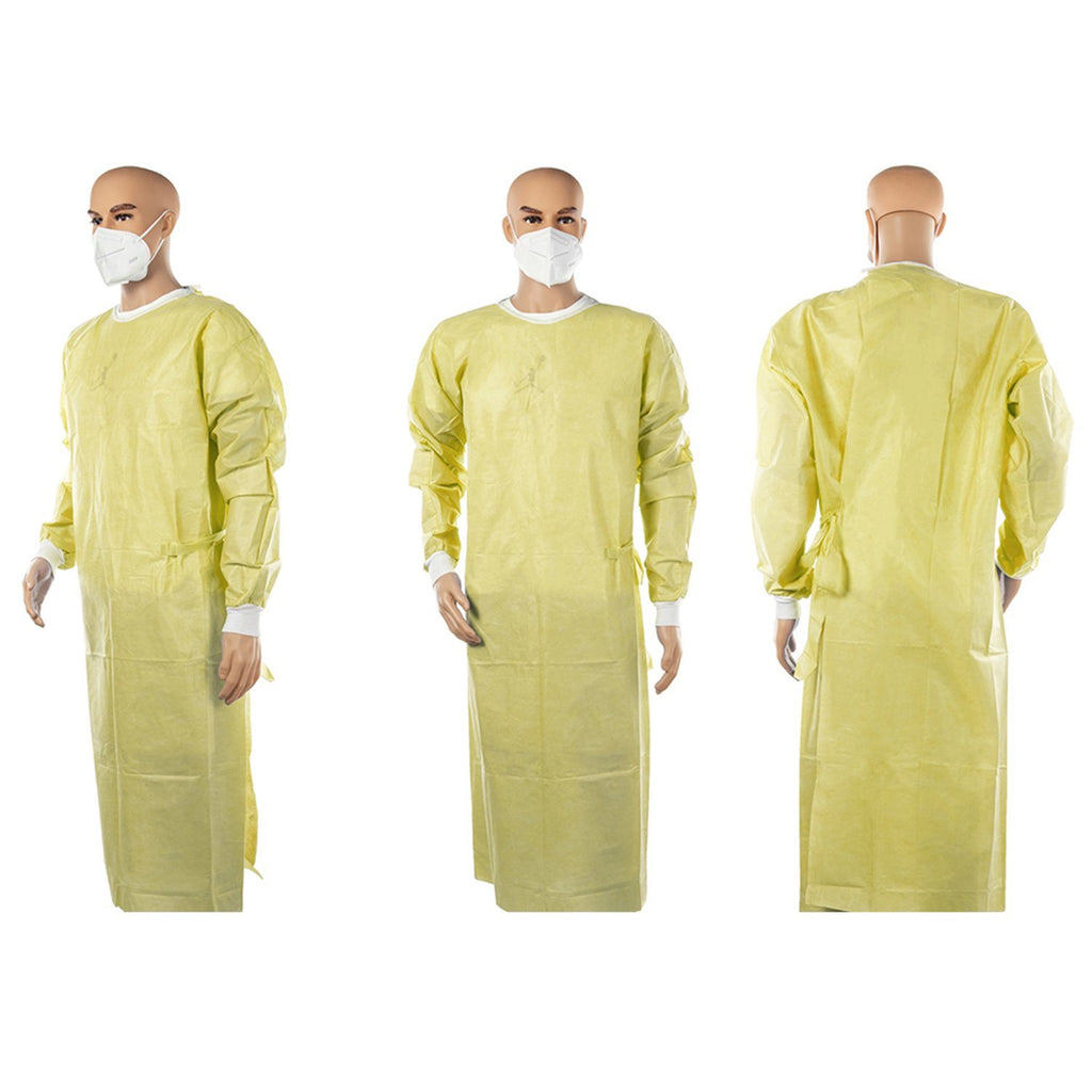 Yellow-Color-Smms-35 Gsm Gown-Sms-Isolation-Gown 100 Pcs /Carton