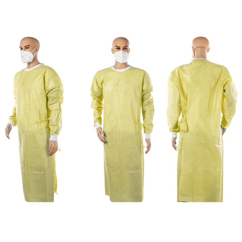 Yellow-Color-Smms-35 Gsm Gown-Sms-Isolation-Gown 100 Pcs /Carton